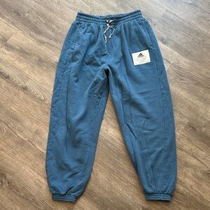 Adidas Unisex Blue Drawstring Fleece Joggers